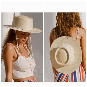 New Lack Of Color Seashells Straw Boater Hat Size Small